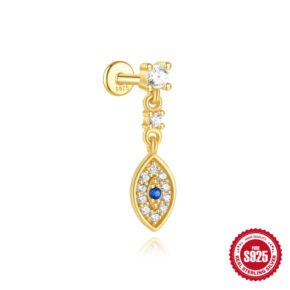 Flat Head Piercing Earrings S925 Sterling Silver Sunflower Pearl Star Tassel Delicate Stacking Piercing Explosive Earrings