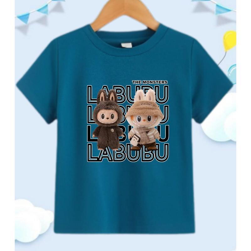 Summer Fashion LABUBU Pattern Children's Short Sleeve Cartoon Labubu Printed Girl Round Neck T-shirt Top