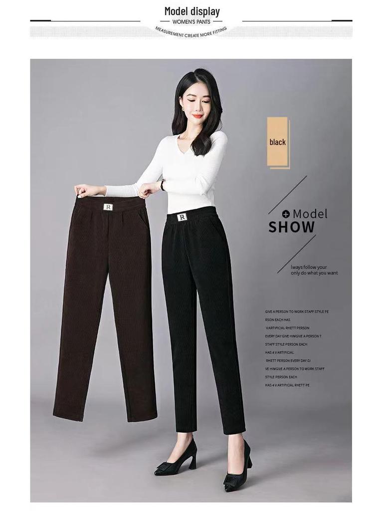 Women's Plus Velvet Thick Chenille Harem Pants - Loose Fit, Large Size, Corduroy, with Pockets, for Autumn and Winter.