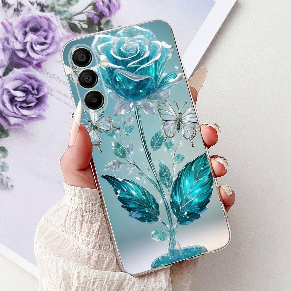 For Samsung A15 Case SM-A155F Clear Luxury Cute Fashion Flowers Funny Painted Back Cover For Samsung Galaxy A15 Phone Case Funda
