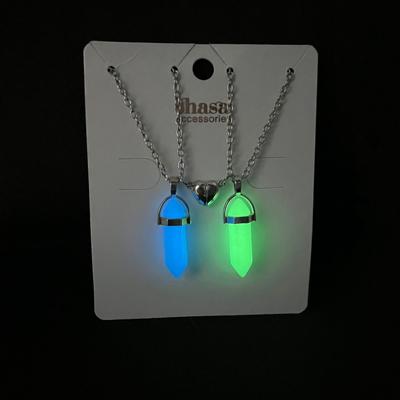 Fashion Couple Necklace Luminous Geometric Hexagonal Crystal Necklace Pendant Love Couple Friendship Friend Jewelry Gift