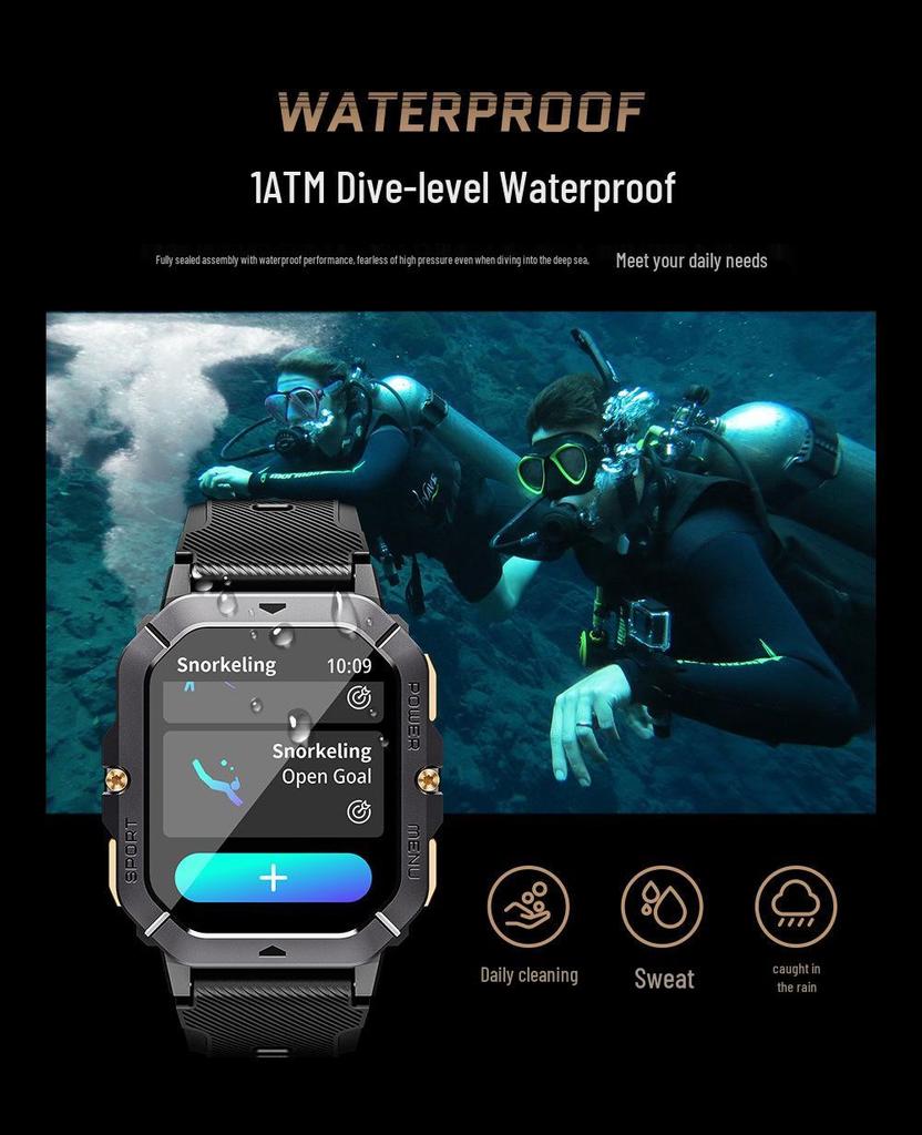 C28 Smartwatch: Outdoor Three-Proof, 3ATM Waterproof, 2.0" HD Screen, Call, Blood Pressure & Oxygen Monitoring