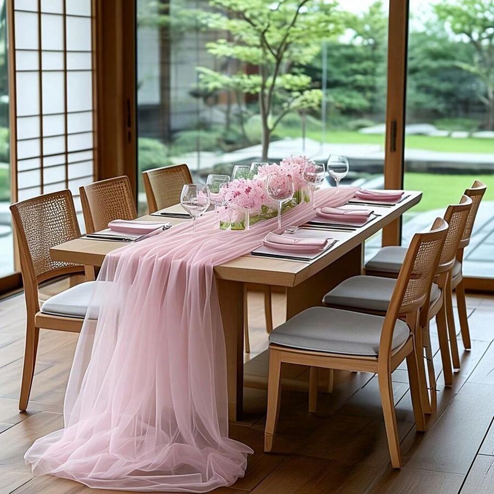 Festliche Tischdekoration Party-Tischdekoration Eleganter Tüll-Tischläufer für Hochzeitsdekoration Junggesellinnenabschied Geburtstagsfeier für Dessert