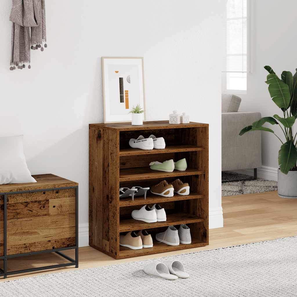 Shoe Rack Vintage Wood Look 60 x 35 x 70 cm Engineered Wood