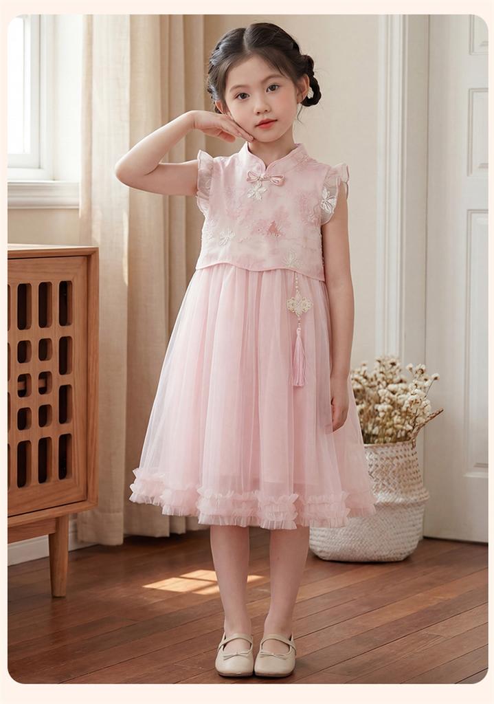 Girls' Cheongsam Dress Summer Dress 2026 New Style Children's Chinese Style Tang Dress Hanfu Summer Main Dress