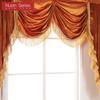 1PC Nuan Series Luxury Golden-Yellow Tassel Trim Waterfall Valance Velvet Texture Curtain For Kitchen Window Home Decor