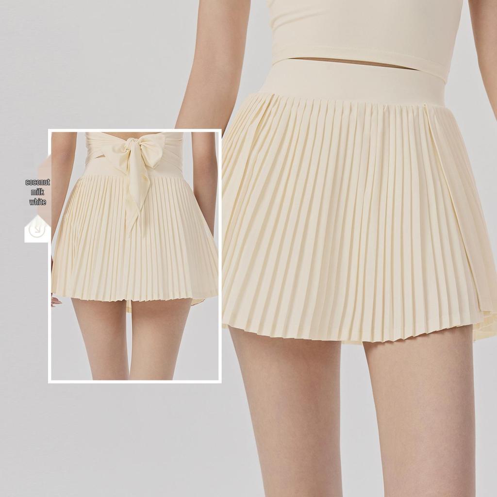 Women's High-Waisted Sports Skirt with Tennis Pocket, Accordion Pleats, Built-In Safety Shorts, and Anti-Exposure Design