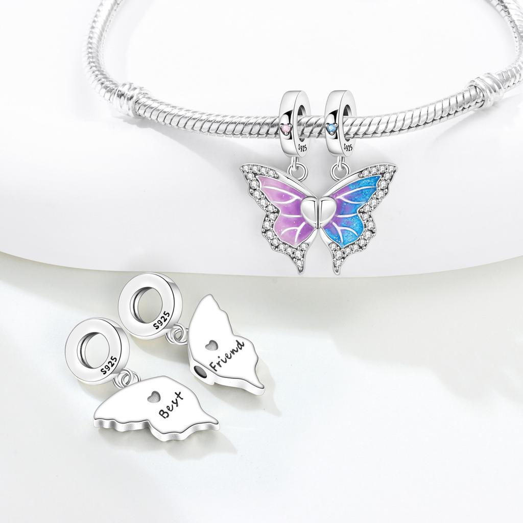 Copper Colorful Butterfly Insect Beads Original Pendants Bracelet Charm Jewelry Party Diy Trendy Gifts