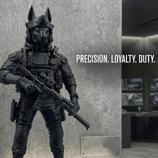 Anubis Tactical Dog Statue, 3D Printed Egyptian Warrior Decor, Mythical Military Figurine for Desk, Collectible Gift for Men