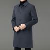 Middle-aged Men's Lapel Double-sided Wool Coat, Long Down Lining, Detachable Daddy Woolen Coat