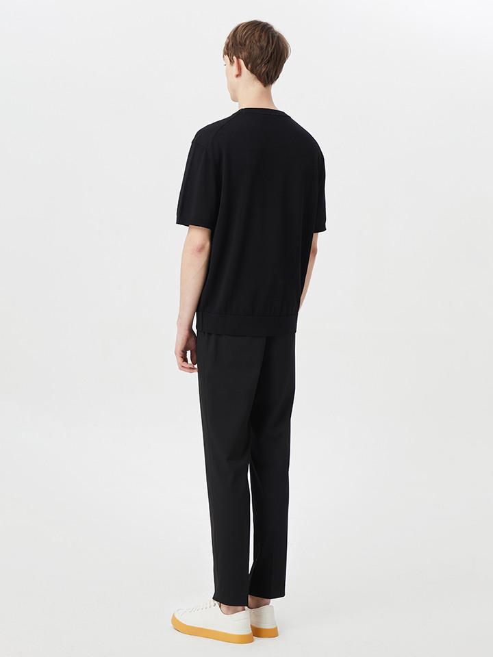 AND Z Men'S Machine Washable Round Neck Short Sleeve Knit_Ble2Er1501Bk