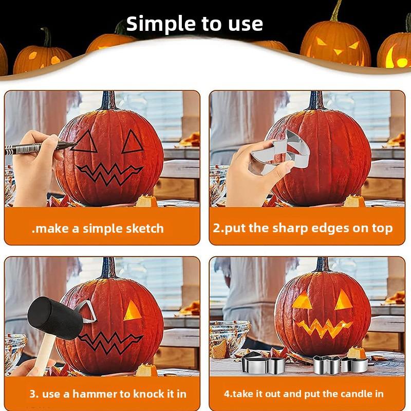New Year and Halloween pumpkin carving set, stainless steel cookie molds, baking tools, DIY carving tools, knives