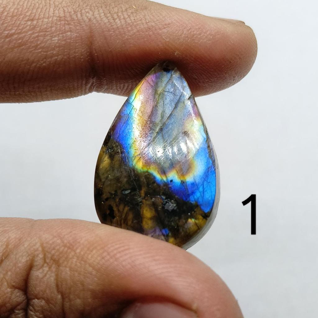 Natural Rainbow Labradorite Teardrop Cabochon, Flashy Blue Gemstone for Jewelry Making