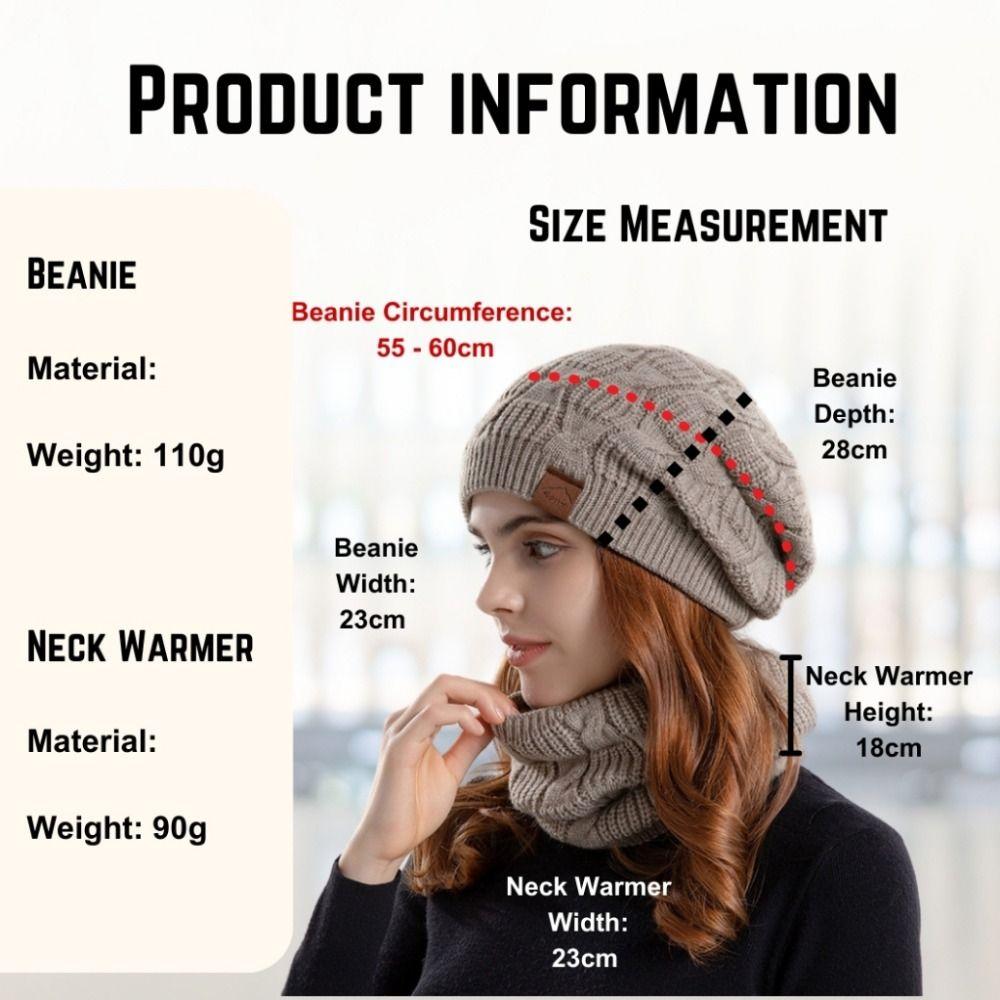 soft Thermal Knit Cap Thicken Warm Wool Hat Hiking Winter Beanie Hat Scarf Set  Winter Season