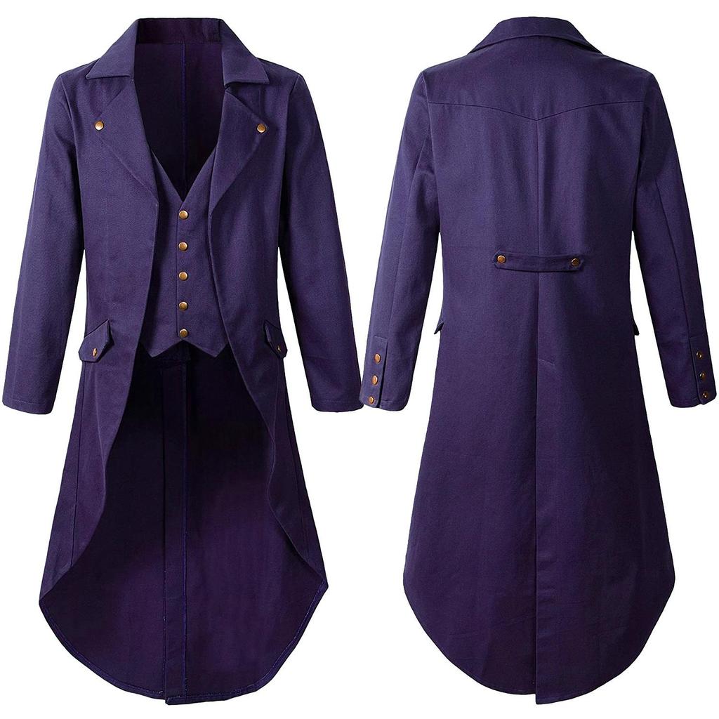 2022 Men's Gothic Steampunk Long Tailcoat Performance Costume