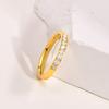 Vnox 3mm Slim Women Rings, Gold Color Stainless Steel Finger Band with AAA CZ Stone Row, Bling Lady Girls Elegant Jewelry
