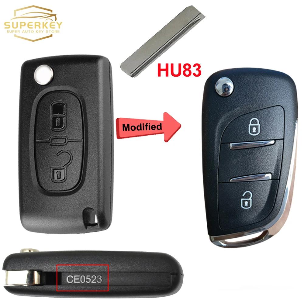 SUPERKEY Aangepaste Afstandsbediening Autosleutel Behuizing Klaphoes Voor Citroen C2 C3 C4 C5 Berlingo Voor Peugeot 207 307 308 407 607 HU83 VA2