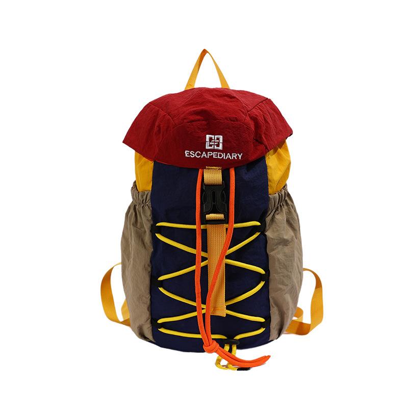 Schoolbag Outdoor Lightweight Contrast Small Backpack Women's Sports and Leisure Drawstring Mountaineering Bag College Student Travel Backpack