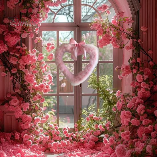 Doorway Valentine's Banner Day Heart Garland Door Festive Party Decor for Indoor Outdoor Wreath Wall Window Plastic Decoration Romantic Celebration