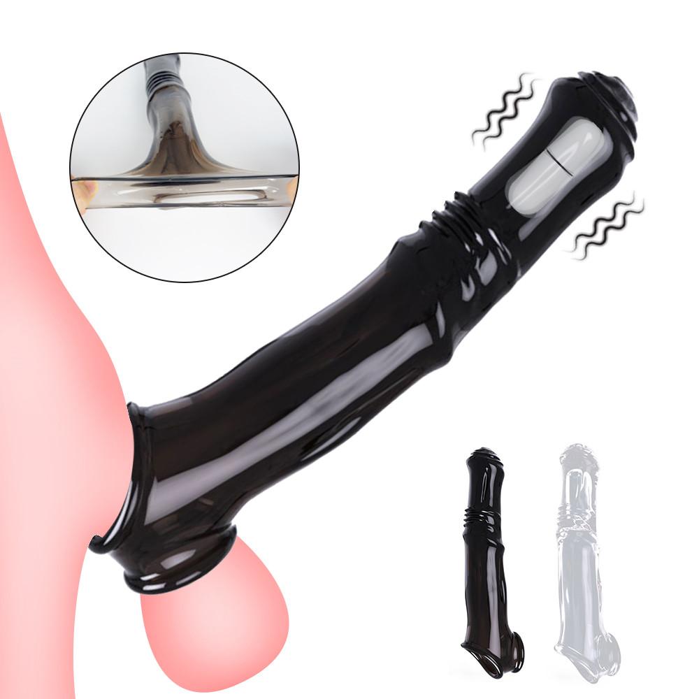 Penis Sleeve Extender Enlargement Reusable Condom Sex Toys for Men Extension Dicks Delay Ejaculation Cock Ring Adult