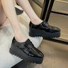2025 Autumn Women's Thick-soled Muffin Shoes Square Toe Lace-up Waterproof Platform Slope Heel Single Shoes HZB-763-28
