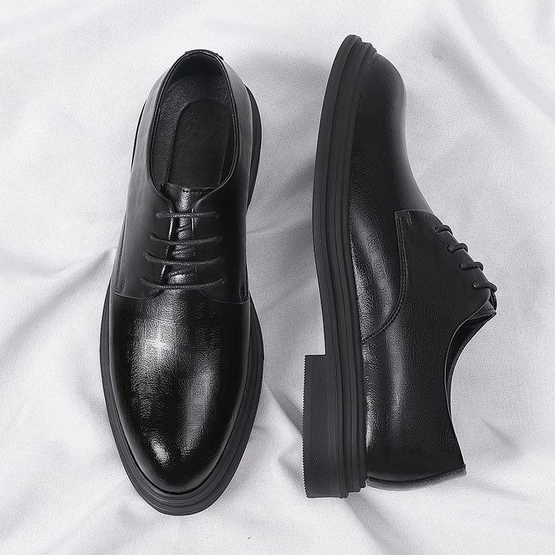 Autumn and Winter Velvet Inner Heightening Leather Shoes 8cm Breathable Heightening Shoes Men's Soil 6cm Wedding Groom Men's Shoes