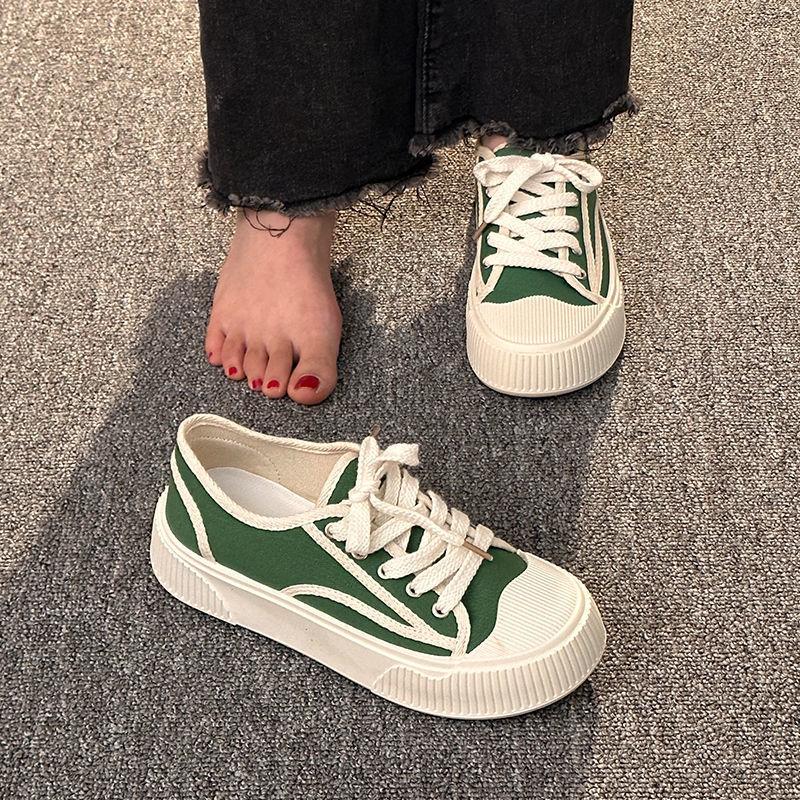 Popular platform canvas shoes spring and autumn ins tide 2025 new niche versatile casual student white shoes women's shoes