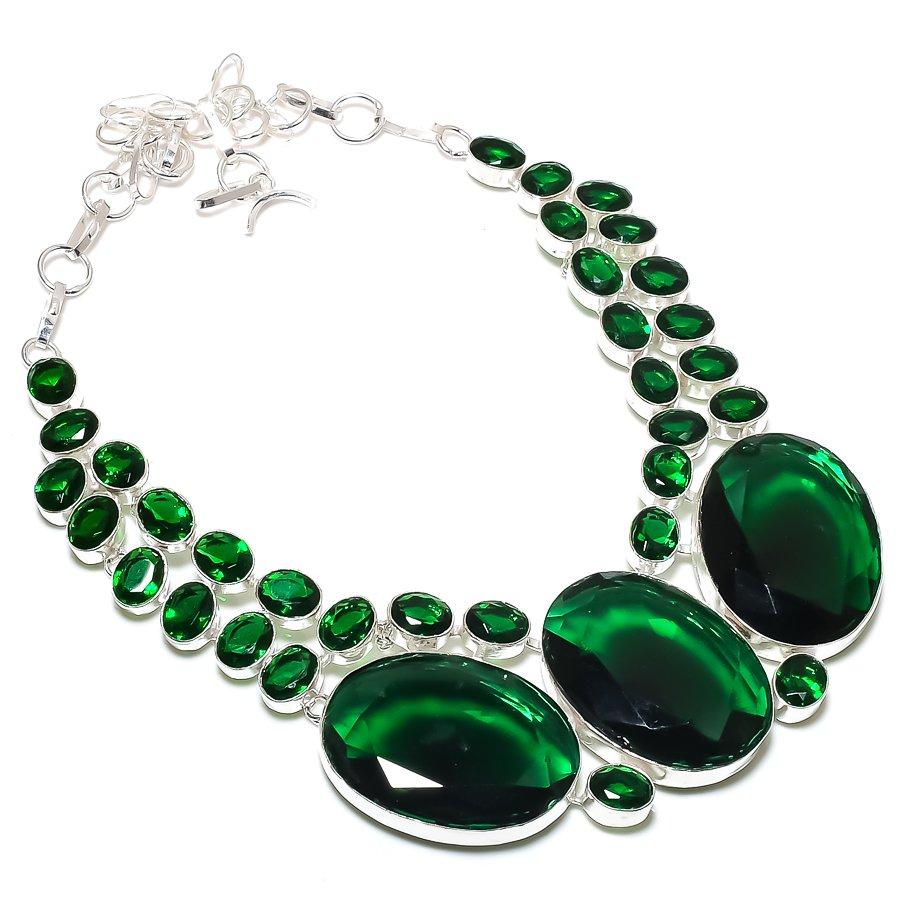 Chrome Diopside Gemstone 925 Sterling Silver Jewelry Necklace 18"