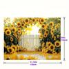 2D Sonnenblumenbogen Kulisse, Heller Sonnenblumengarten mit Zaun Hintergrund für Hochzeits- & Geburtstagsveranstaltungen