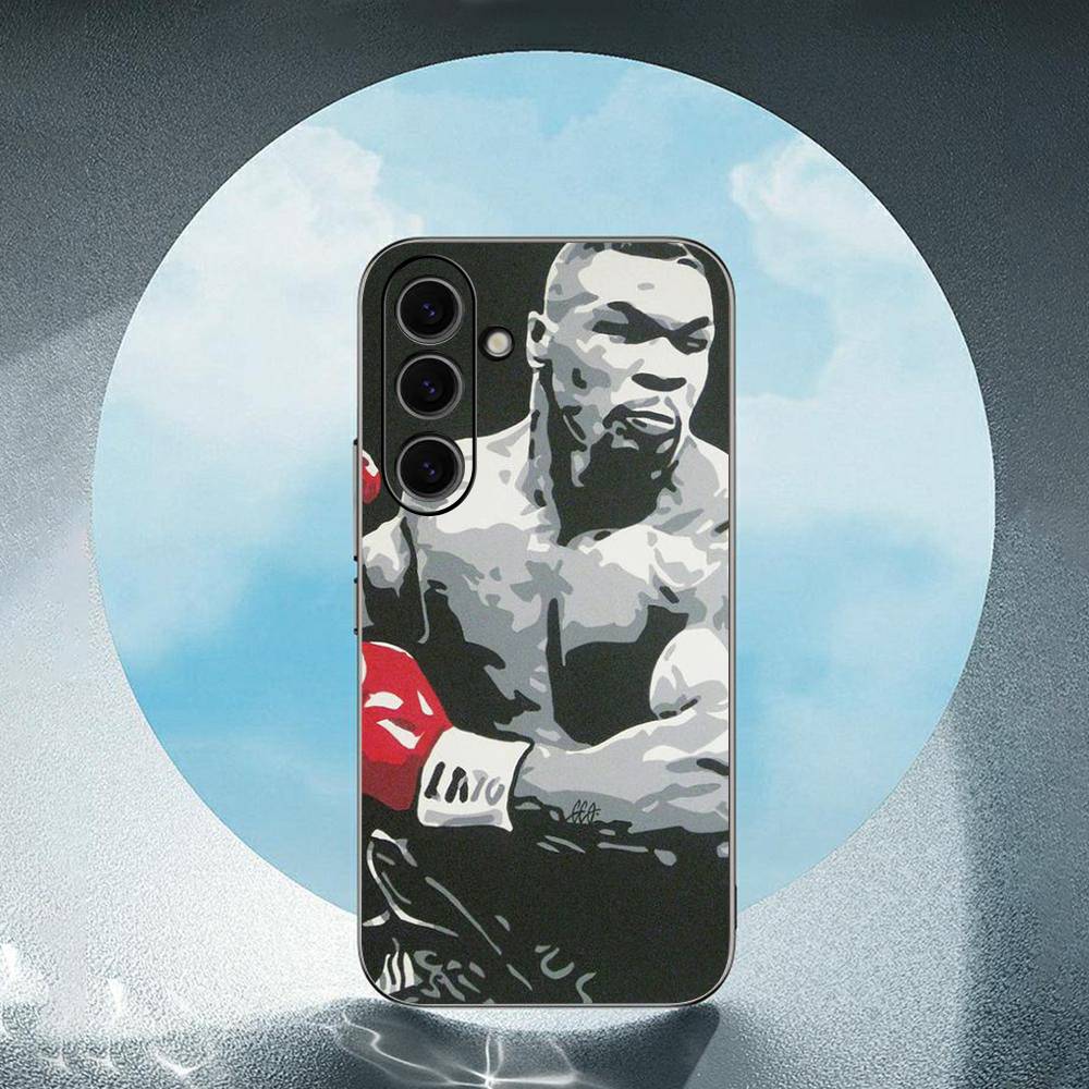 M-Mike T-Tyson Boxer Samsung Galaxy S24 S23 Ultra S22 S21 Plus S20 Schwarze Weiche Silikon Schutzhülle
