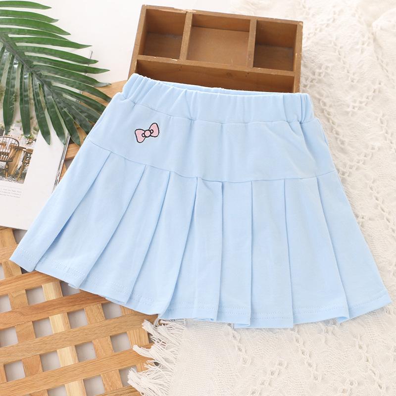 2025 Girls' Summer Pleated Half-Skirt with Built-in Shorts