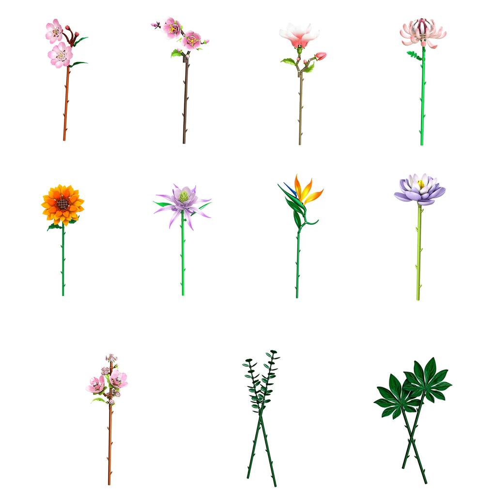 Moc Building Blocks Flower Model Assembly Kit: Diy Educational Building Bouquet Ornament For Girls - Valentine'S Day Gift