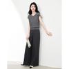 Round neck sleeveless knitted top and wide leg pants two-piece set