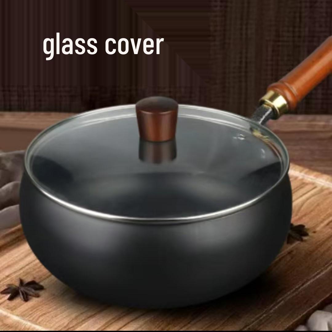 Large-Bellied Iron Pot Set: Old-Fashioned & Deep Non-Stick Pans, Flat-Bottomed, No Coating, Small Stir-Fry Pan