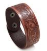 Men's Vintage-style Embossed Leather Bracelet Light Brown