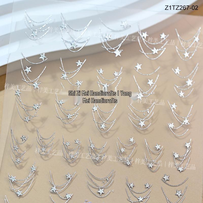 

Блестящие наклейки для ногтей из золотой фольги «Звездное небо»: Французские наклейки с неровными линиями серебряный