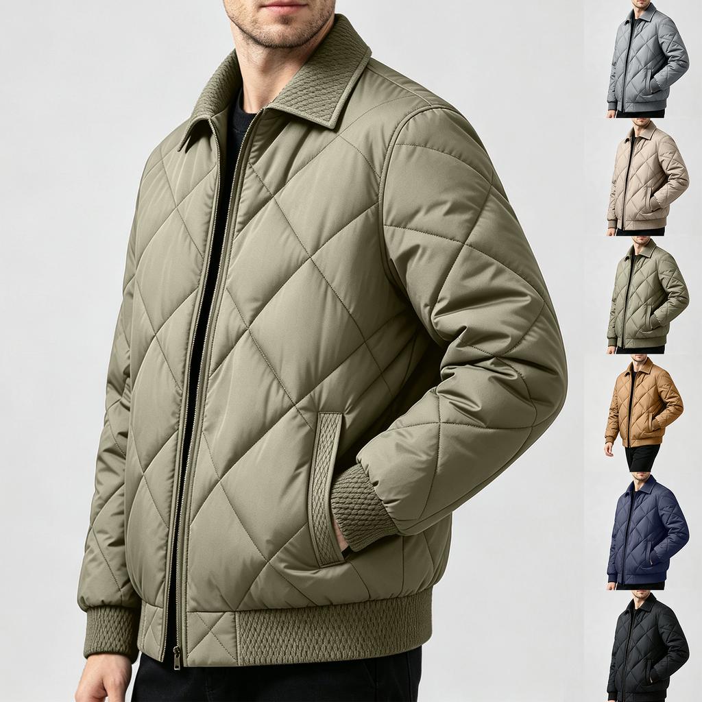 Men's Winter Loose Fit Jacket with Turn-Down Collar, Casual Outerwear for Everyday Wear
