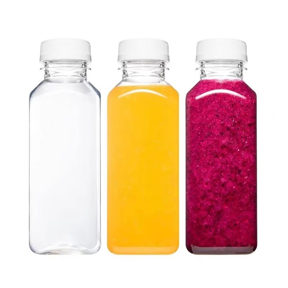 Portable 250/350/500ml Juice Bottles Plastic Clear Milk Tea Bottle Square Long-Lasting Refilling Water Bottle Easy Cleaning