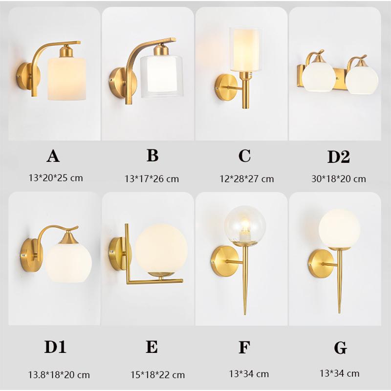 Modern Minimalist Bedside Wall Lamp Nordic Creative Corridor Aisle Glass Led Wall Lights Indoor Living Room E27 AC 110V 220V