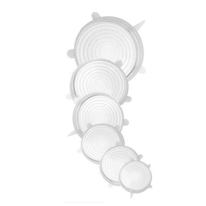 6 PCS Silicone Covers Fresh Keeping Cover, Universal Stretch Suction Pot Lids, Kitchen Cover Storage Cover Bowl Lids Pan Lids