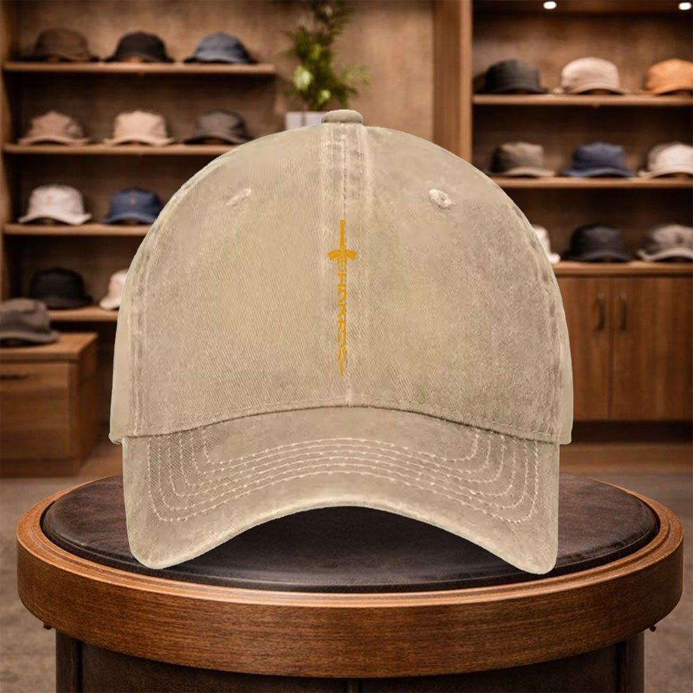 A MenS Golden Sword Baseball Cap Adjustable And Stylish for Outdoor Use Featuring an Urban Design This Lightweight And Fashi