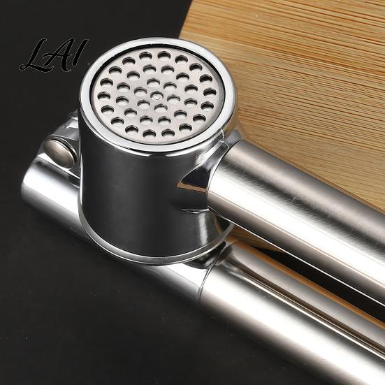 Easy Clean Garlic Press Stainless Steel Presser Effortless Extended Handle Ginger Kitchen Tool for Seasoning Prep Masher Squeeze Manual Mincer