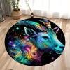 Mysterious Zodiac Sign Print Round Rugs Non-Slip Floor Mat for Home Living Room Bedroom Machine Washable Round Carpet