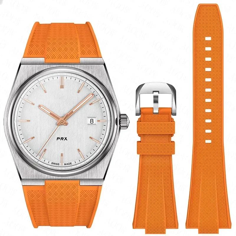 

Для Tissot PRX T137.407/T137.410 Силиконовый ремешок с быстрой заменой Super Player 40 мм Мужской Выпуклый Резиновый Ремешок Браслет для Часов 12 мм 12mm оранжевый