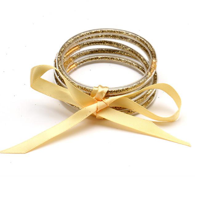 Multilayer Silicone Gold Powder Bracelet Ribbon Set Ladies Bow Christmas Bracelet Bracelet