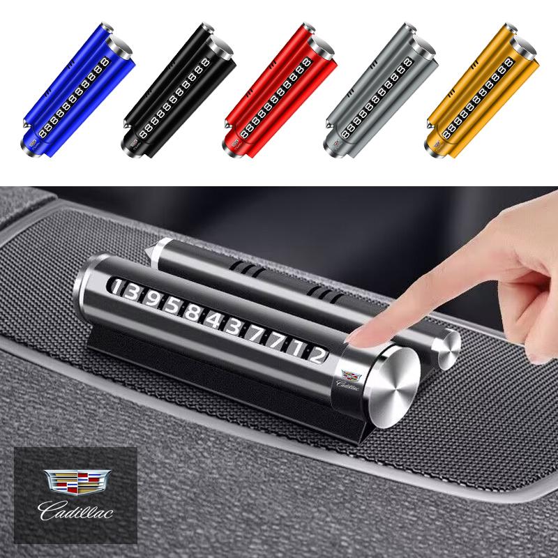 AABHQ1 Metal Car Temporary Parking Card Rotate Phone Number Plate For Cadillac Logo Escalade CTS ATS SRX XTS XT5 STS CT5 CT6 BLS XLR