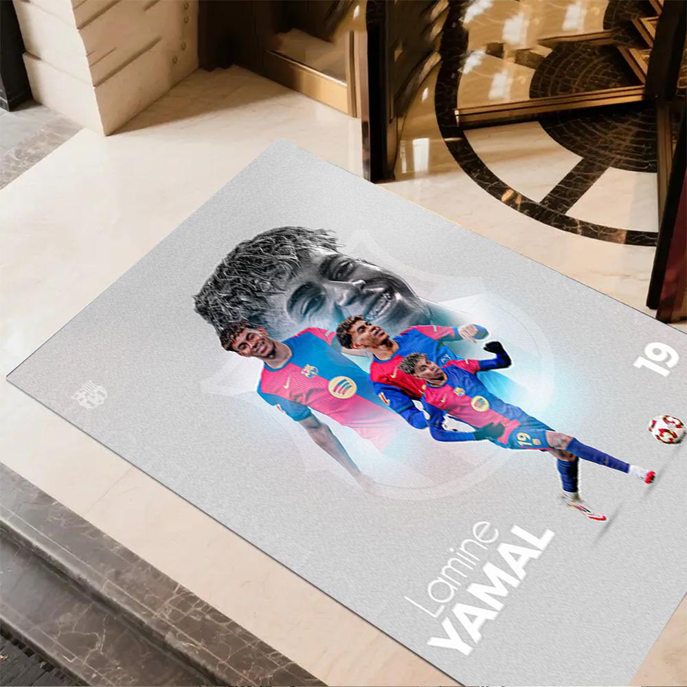 Lamine Yamal's Fußballreise Teppich Perfekt für Balkon Esszimmer im Freien Eingangsbereich Rutschfester Teppich Anime Büro Dekor Hochzeitsfeier Geschenk