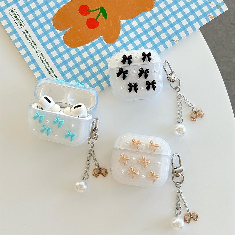 Pearl Bow Earphone Cover For Apple Airpods 4 Bluetooth Protective Case Airpods Pro Bow Pendant