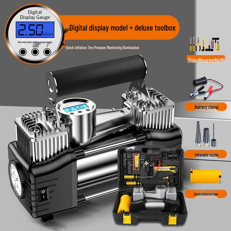 Umflator electric portabil de mare putere pentru anvelope: Cilindru dublu, Multifuncțional pentru Sedan