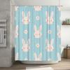 Cute Rabbit Print Shower Curtain Bath Decor Blue Fabric Home Decoration 60x72 Inches (152cm X 183cm)   White Flowers   Set Of On
